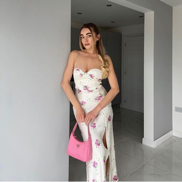 Zara Satin Floral Print Dress New - Picture 2 of 12